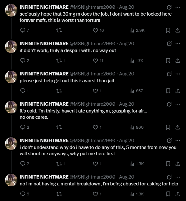 screenshot of twitter posts from him on august 20th saying the 30mg didnt work
